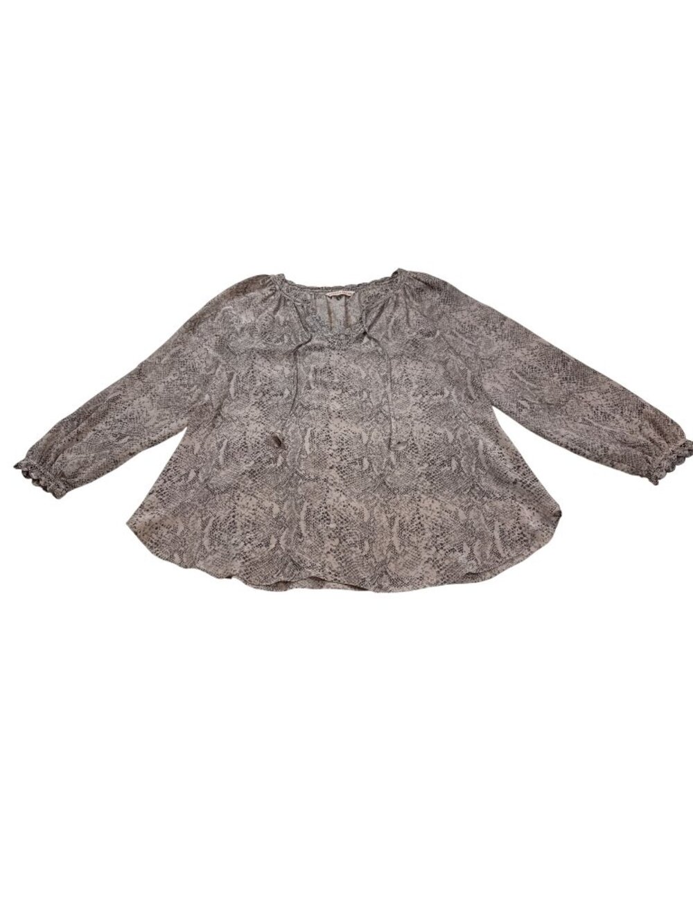 Rebecca Taylor Silk Blouse Size 10 Snake Print Long Sleeve (D1124)